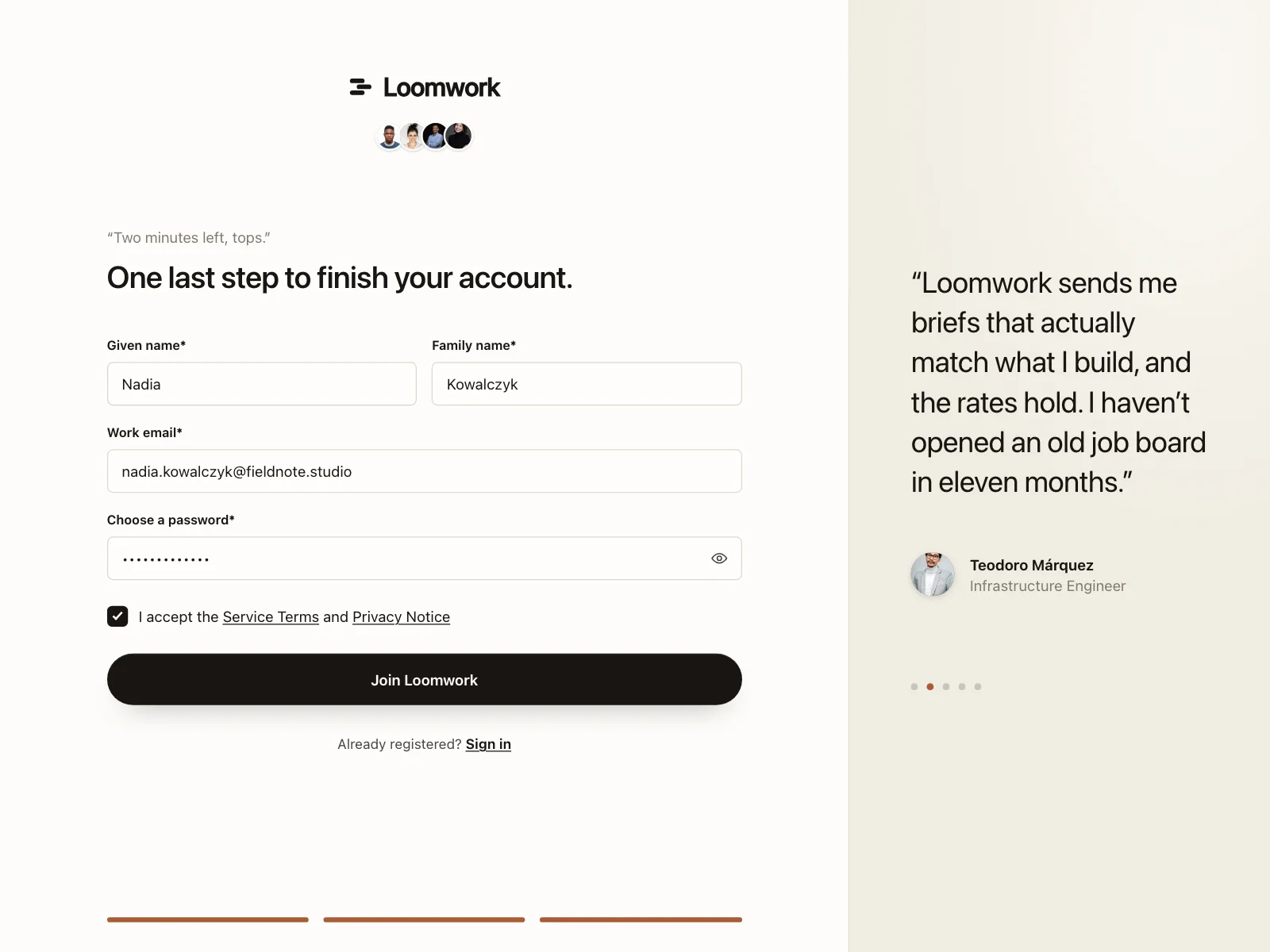 Sign up