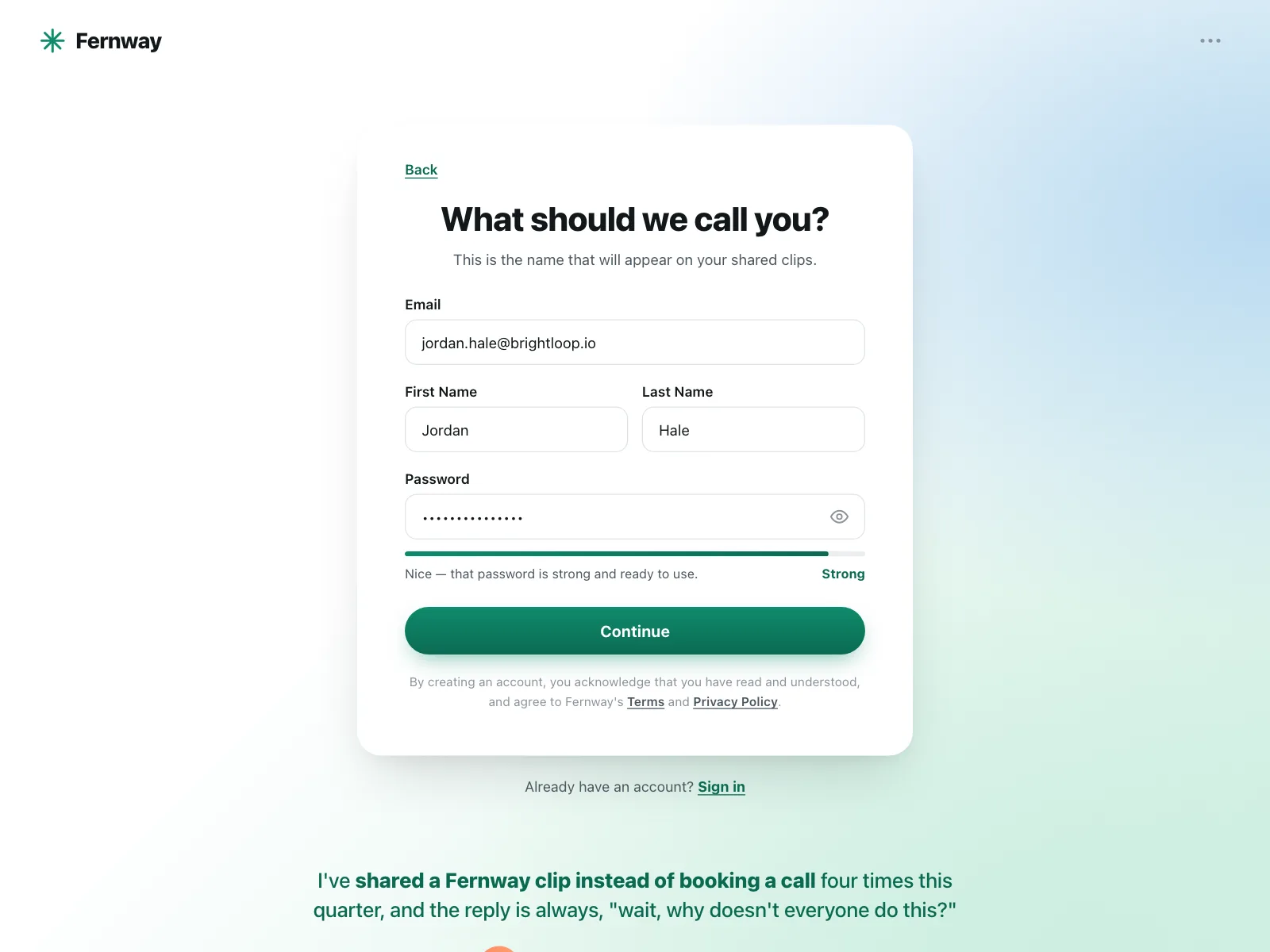 Sign up
