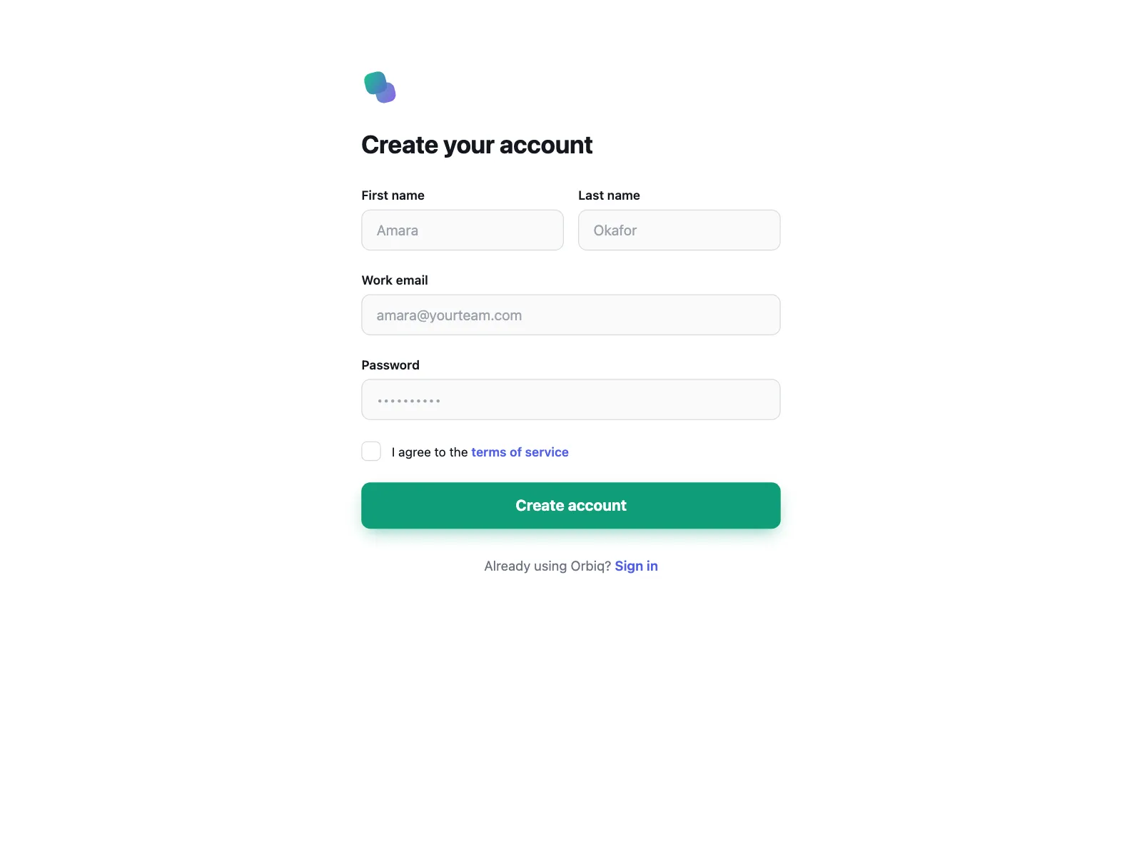 Sign up