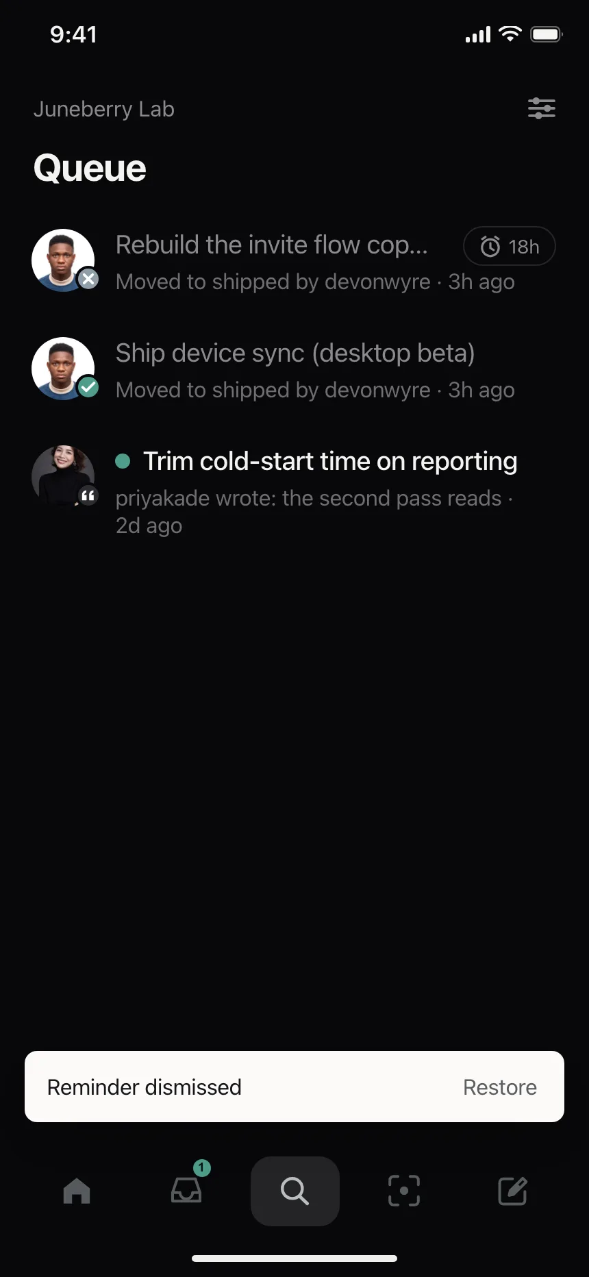 Toast notification