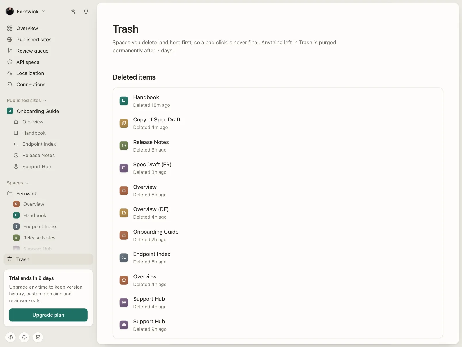 Trash & Archive