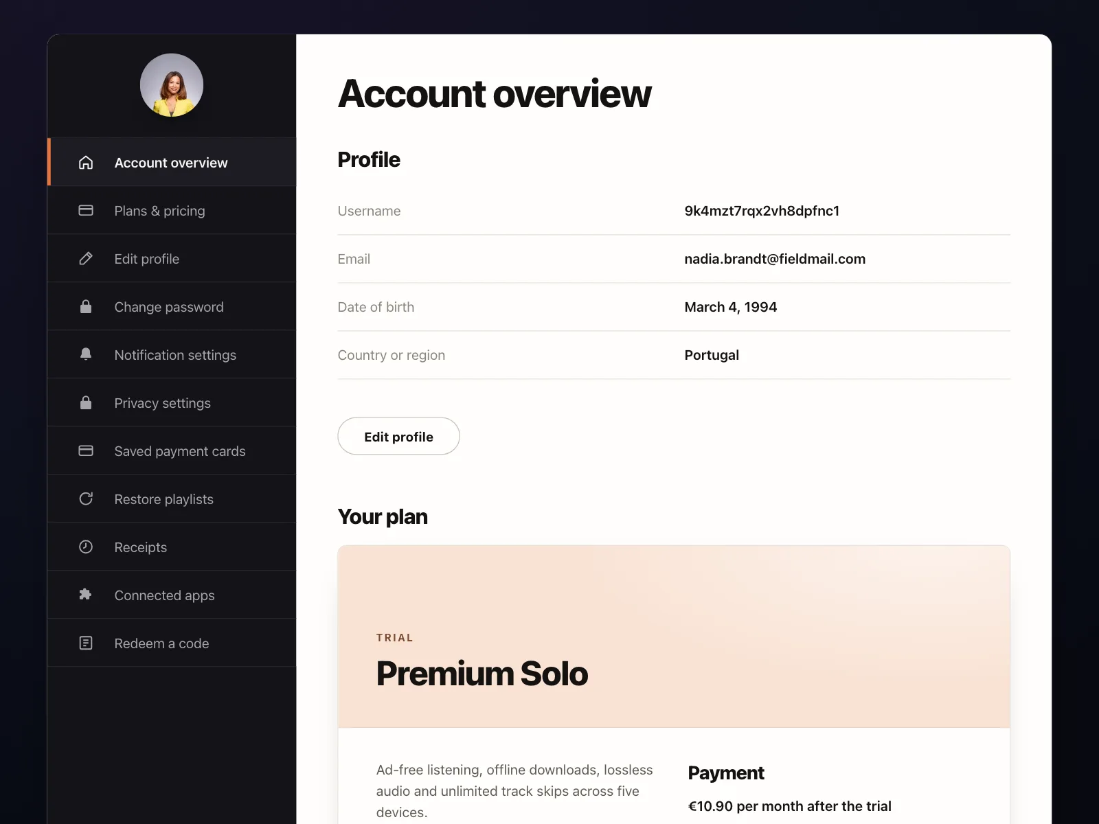 User profile