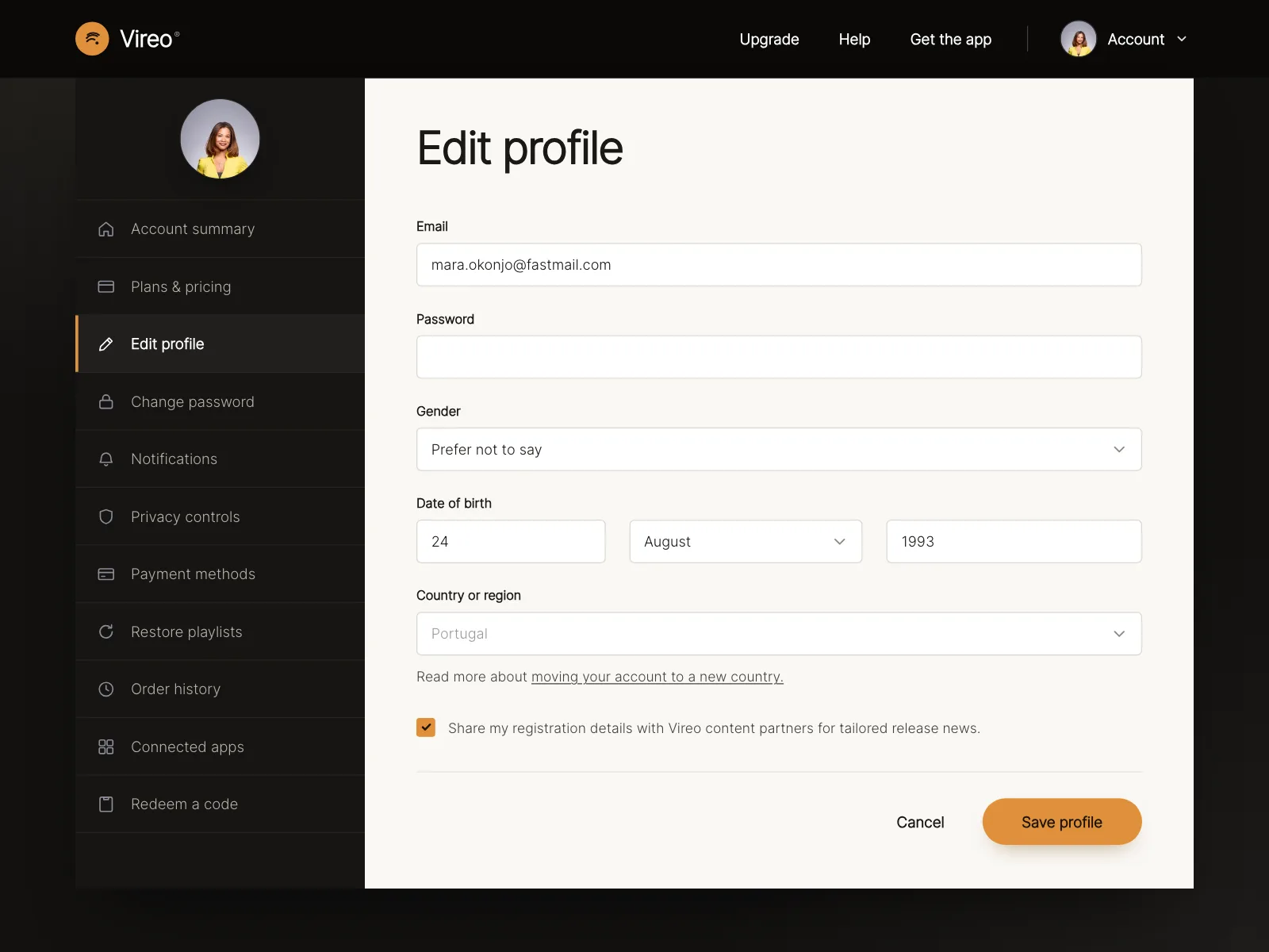 User profile