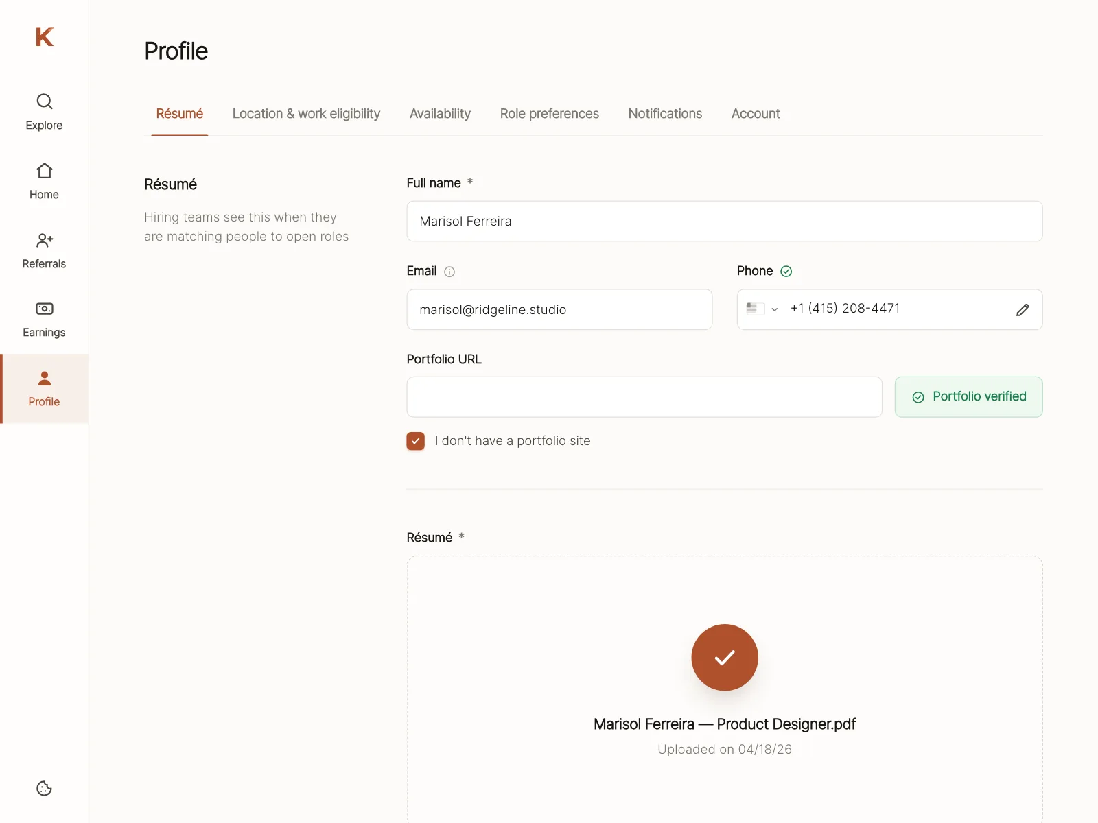 User profile