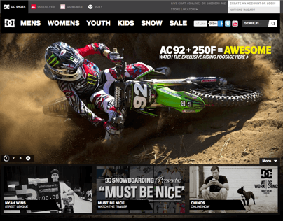 DC Shoes Australia Website Elements