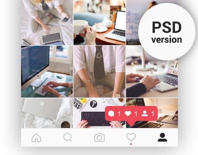 FREE | Instagram Feed & Profile Screen PSD UI – 2016
