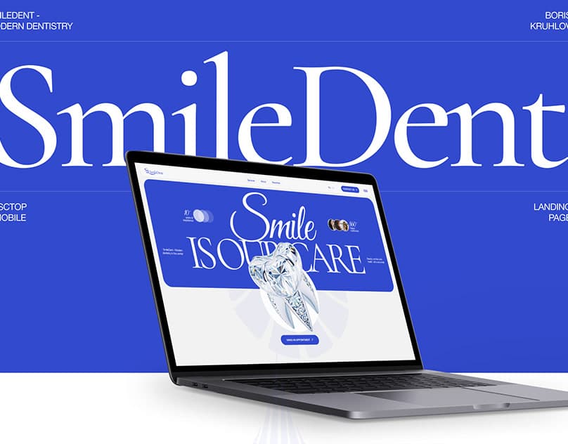 Minimal dental clinic website concept with a premium-feeling layout and care information.
