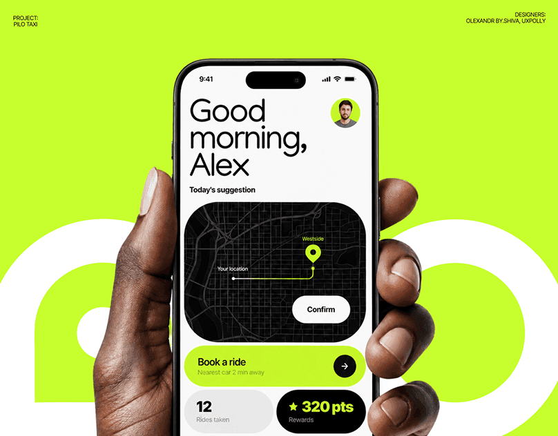 Pilo — Autonomous Taxi App · UX/UI & Bra...