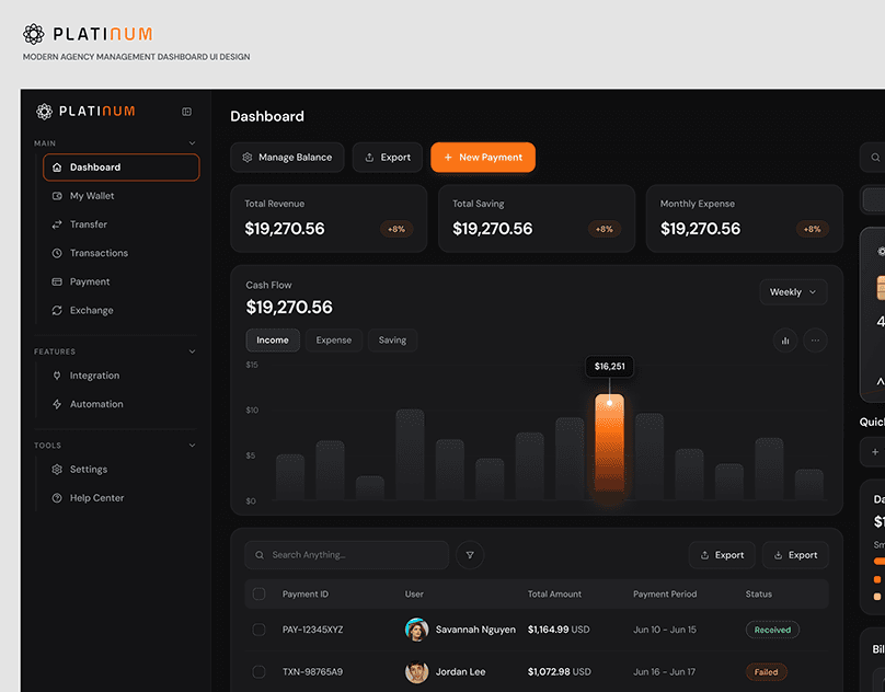 Novaire — Modern Agency Management Dashboard UI Design