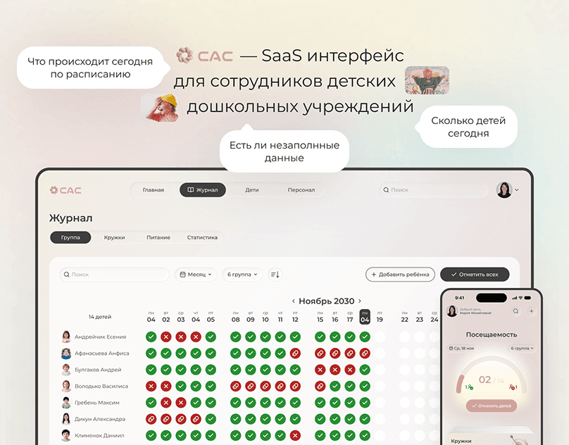 SaaS / Dashboard for kindergarten staff
