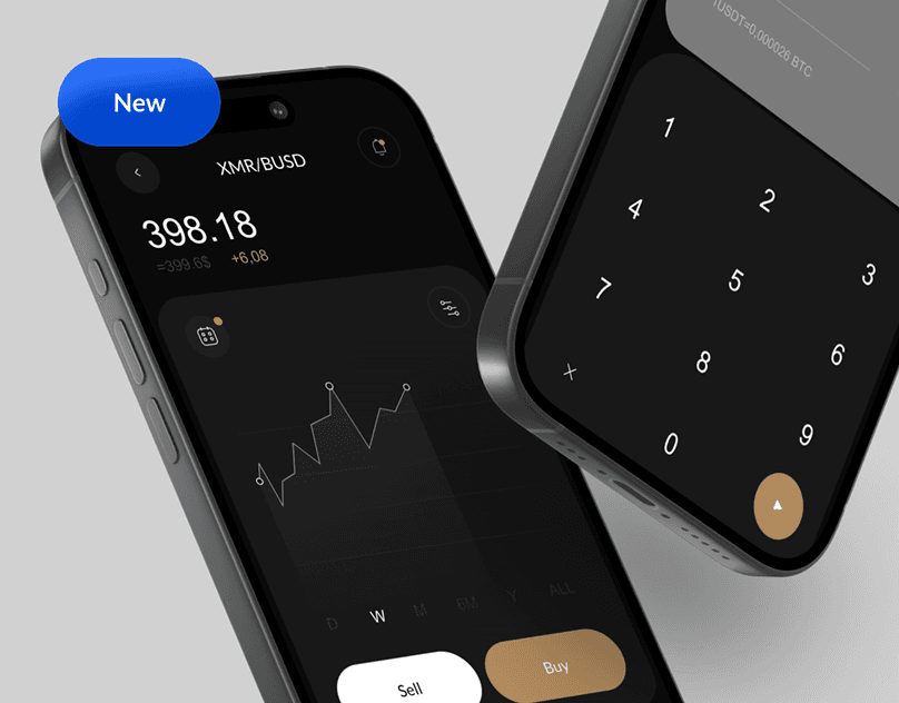 A dark web trading dashboard for the Unison crypto exchange with a gold price chart, coin cards, a market table with mini sparkline charts, and a recent transactions panel.