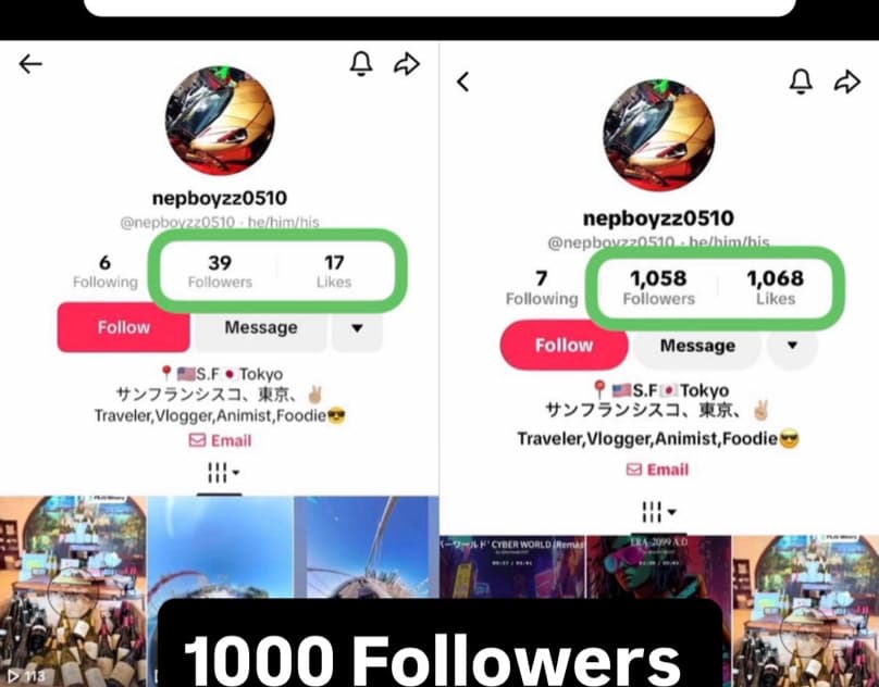 1000 TikTok Followers Increased