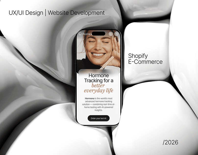 A warm-toned ecommerce homepage for the Hormona brand with hormone-tracking category tiles and membership plan cards for tests, insights, and expert guidance.