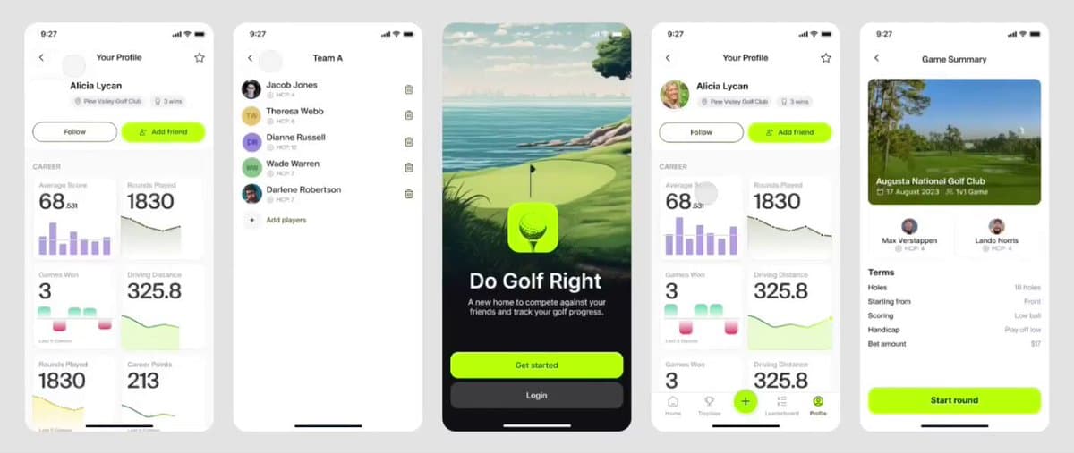 Do Golf Right App Screens