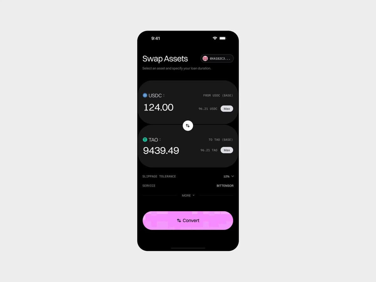 Swap Assets Crypto Screen