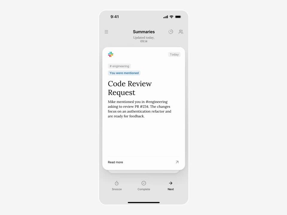 Slack Summary Notification Card