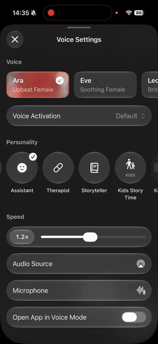 Voice Assistant Settings Panel
