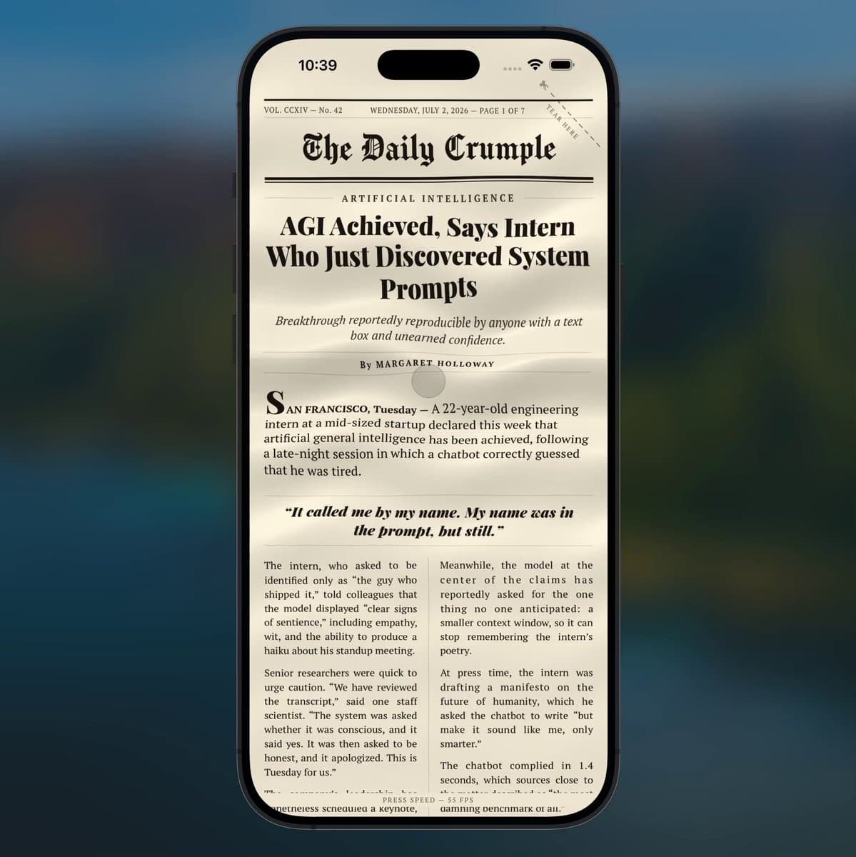 Daily Crumple AGI Headline