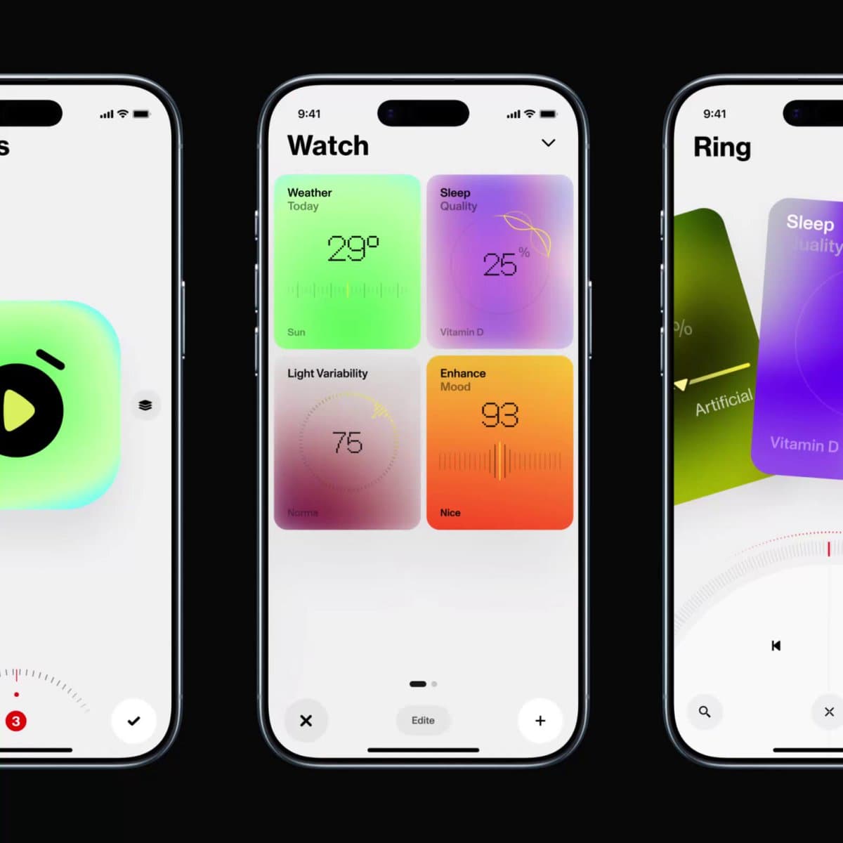 Colorful Health Widget Screens