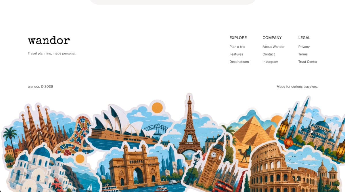 Wandor Travel Landmarks Footer