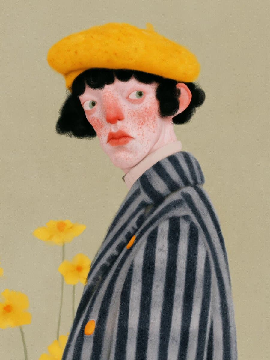 Yellow Beret Portrait Illustration