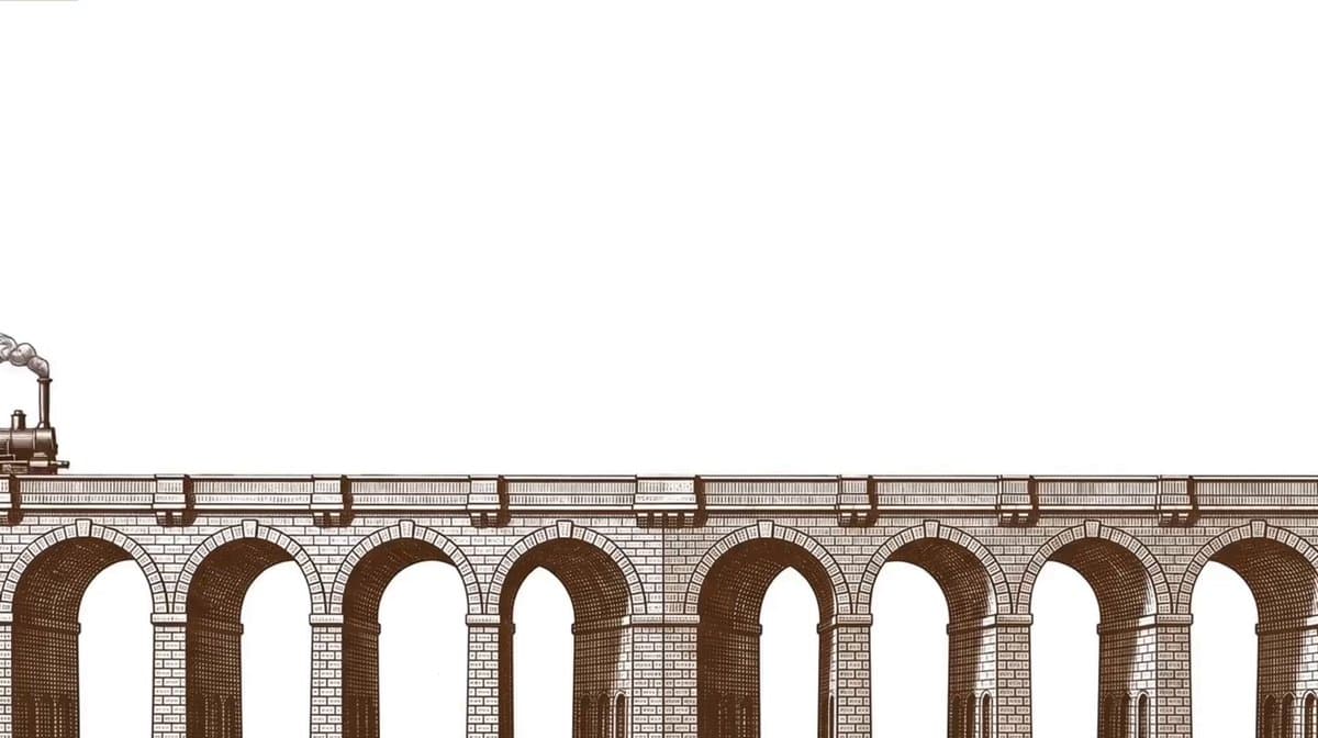 Vintage Train Viaduct Illustration