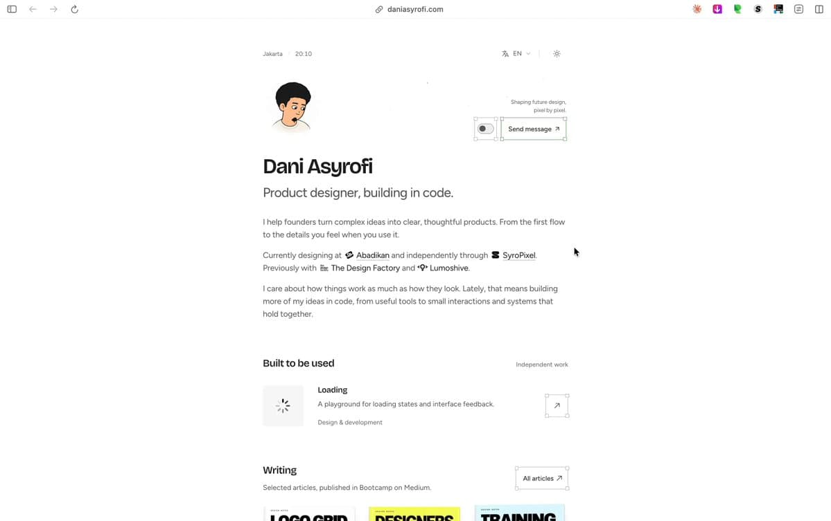 Dani Asyrofi Portfolio Page