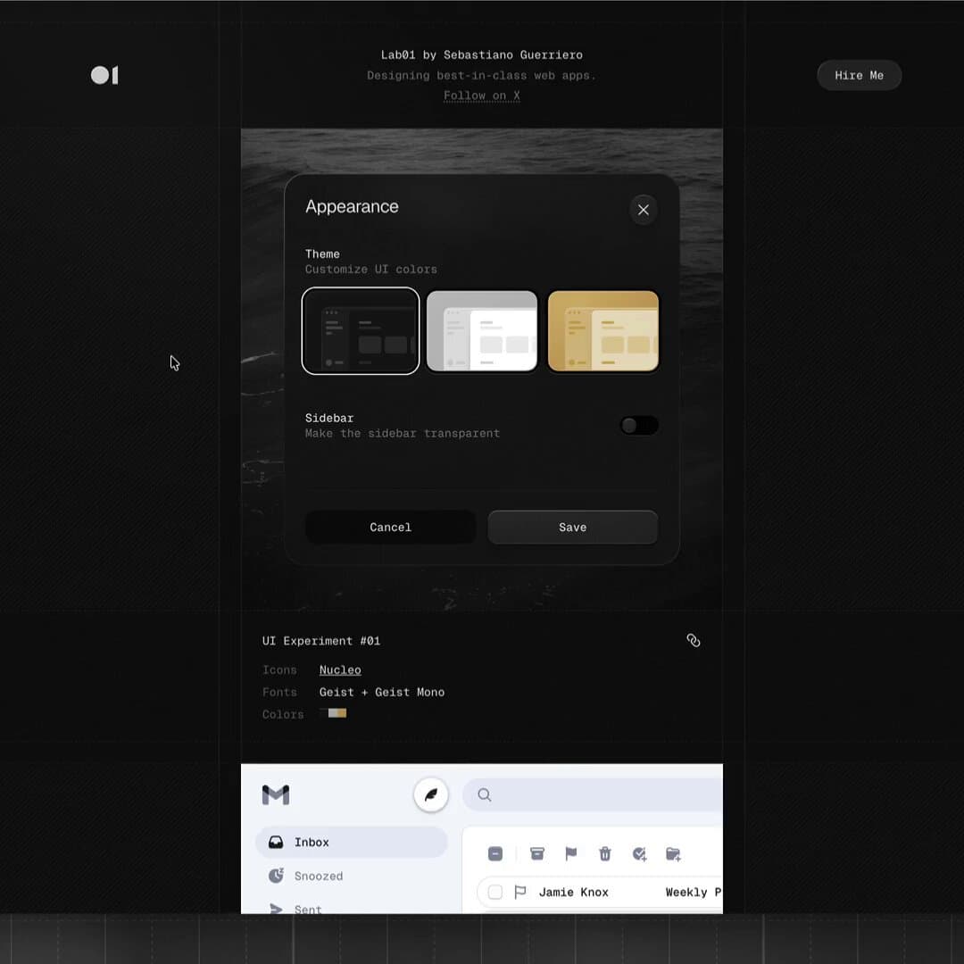 Lab01 Appearance Settings Modal