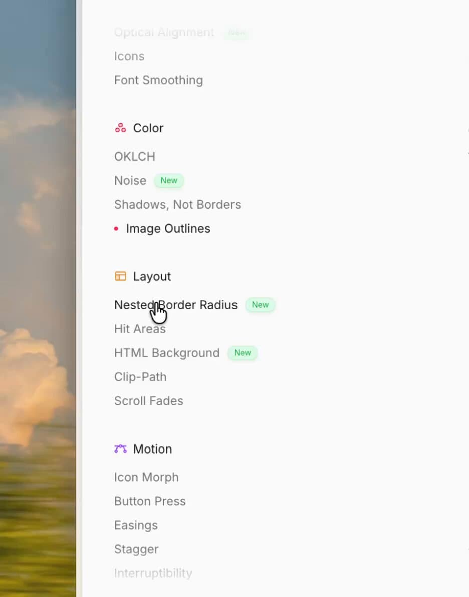 Design System Docs Sidebar