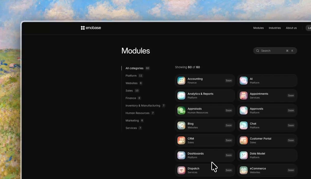 Enobase Modules Dashboard