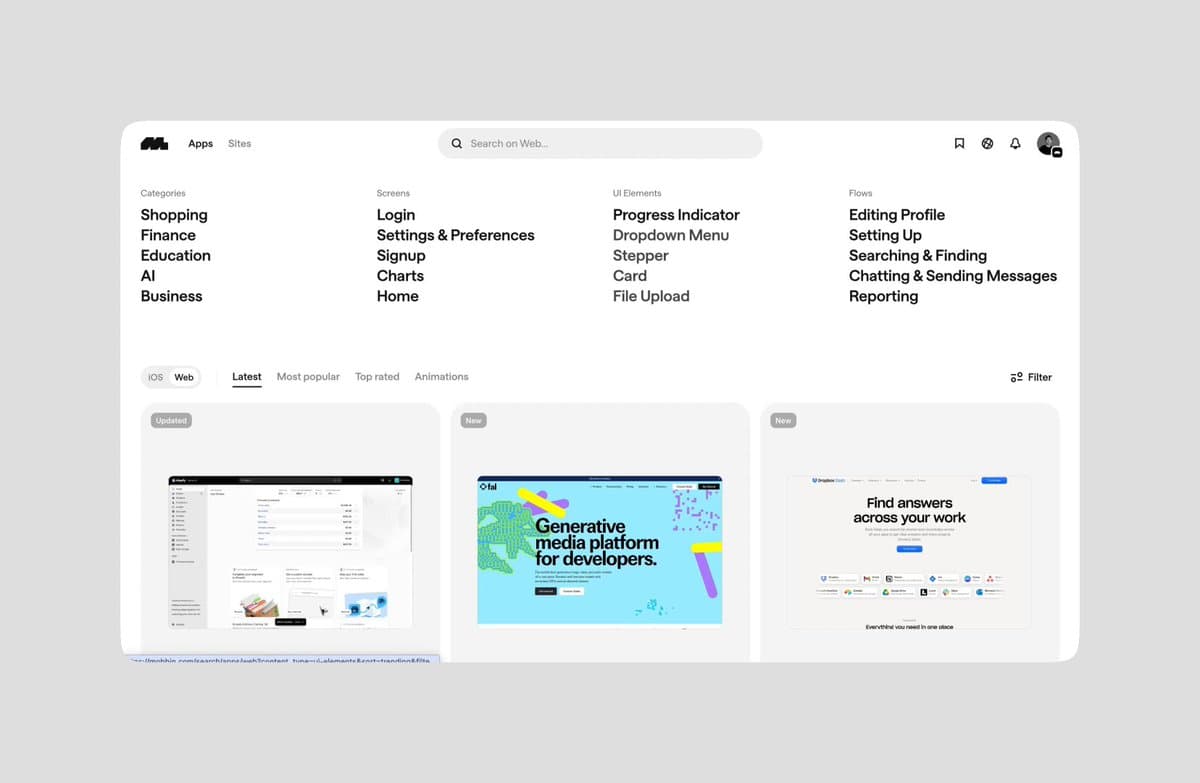 UI Pattern Inspiration Gallery