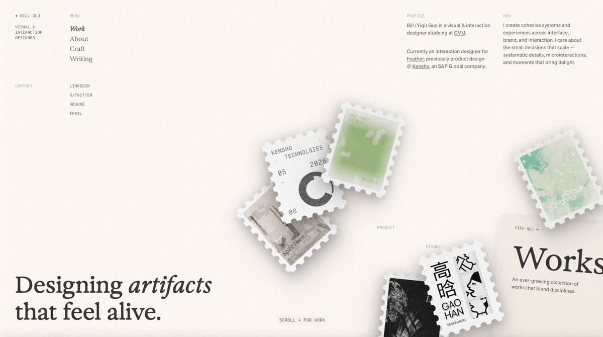 Bill Guo Stamp Portfolio Site