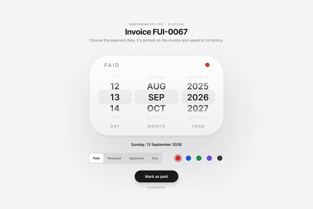 Invoice Payment Date Picker