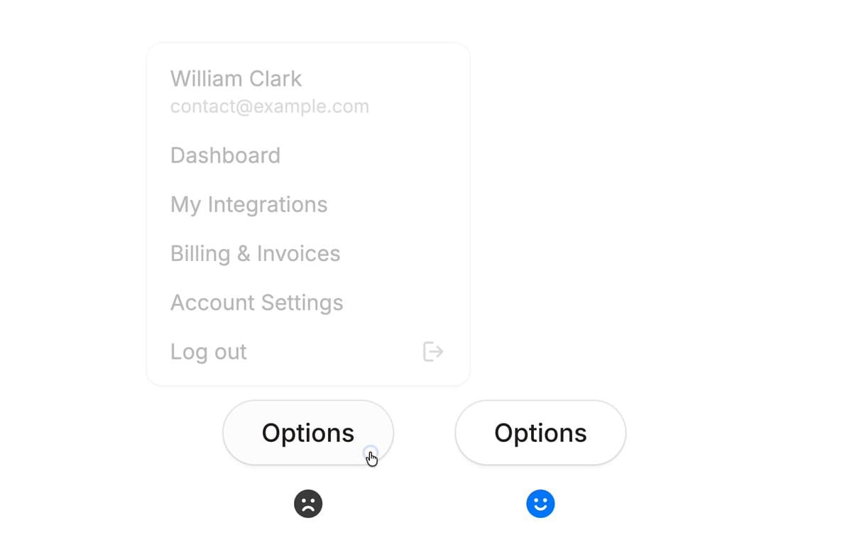 Account Menu Options Compare