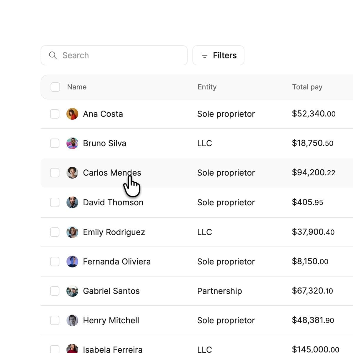 Payroll Contacts Table
