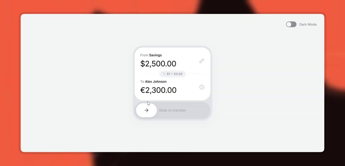 Slide To Transfer Card