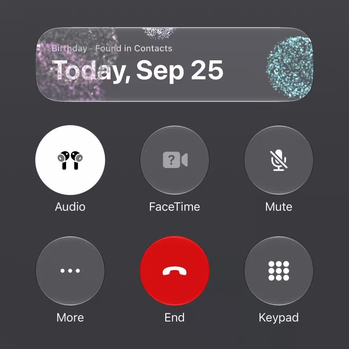 iOS Birthday Call Screen