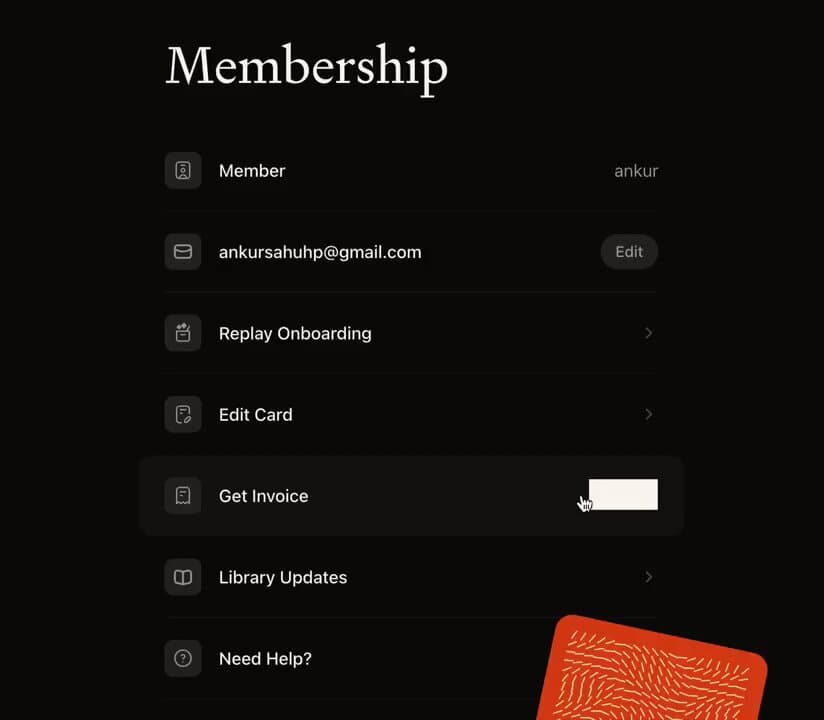 Dark Membership Settings List