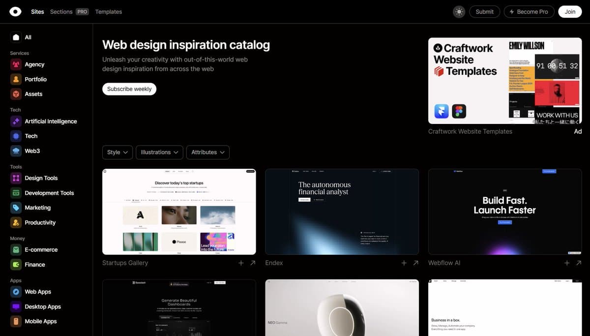 Web Design Inspiration Catalog