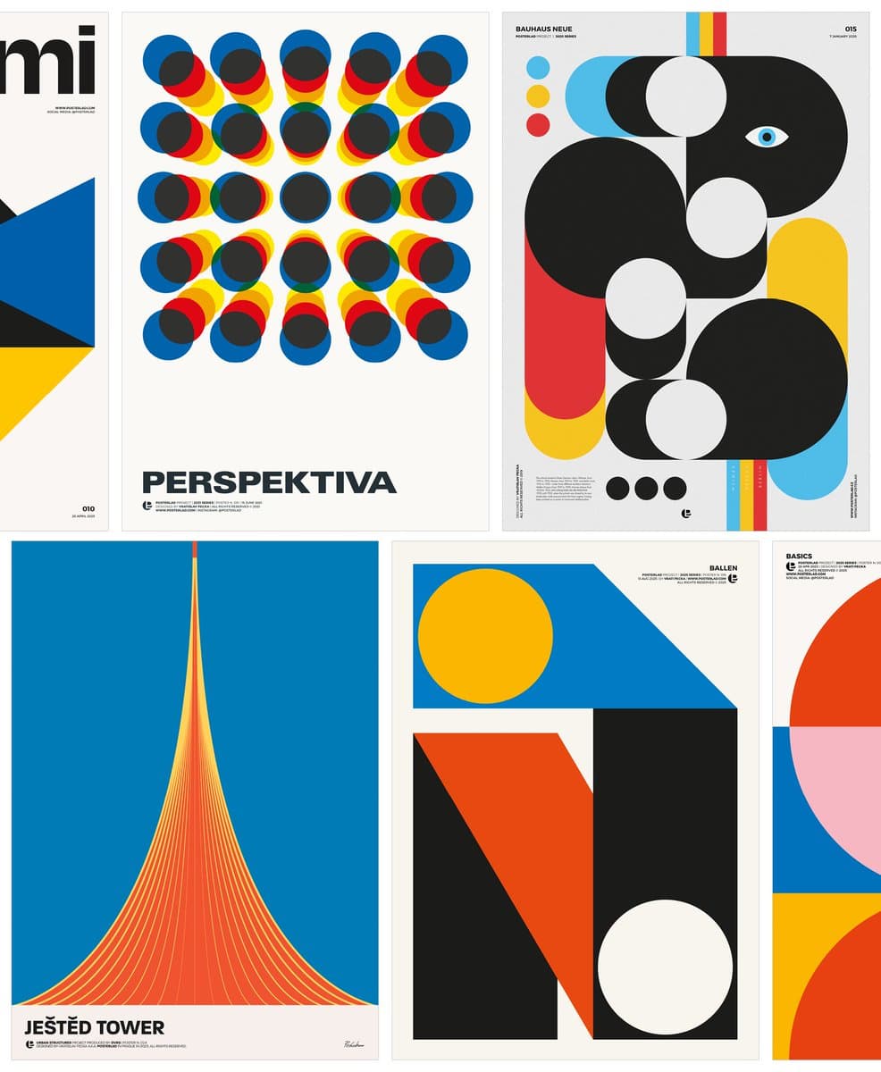 Bauhaus Geometric Poster Set
