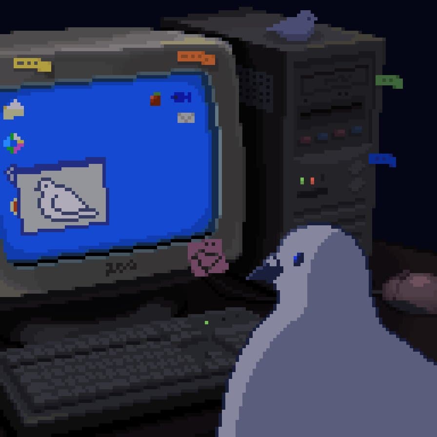 Pixel Pigeon At Desktop