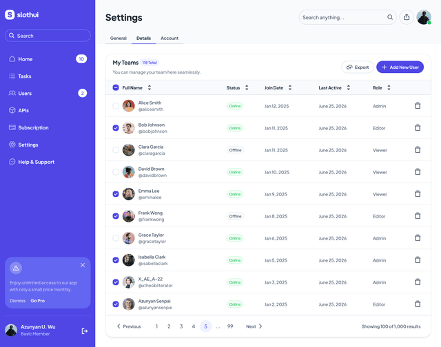 Screenshot of Create a Team Settings Page