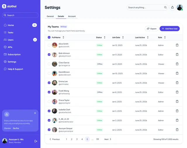Screenshot of Create a Team Settings Page