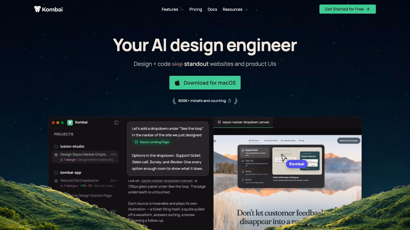 Kombai homepage