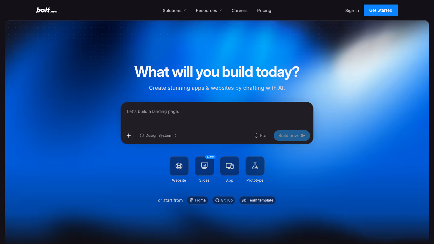 Bolt.new homepage