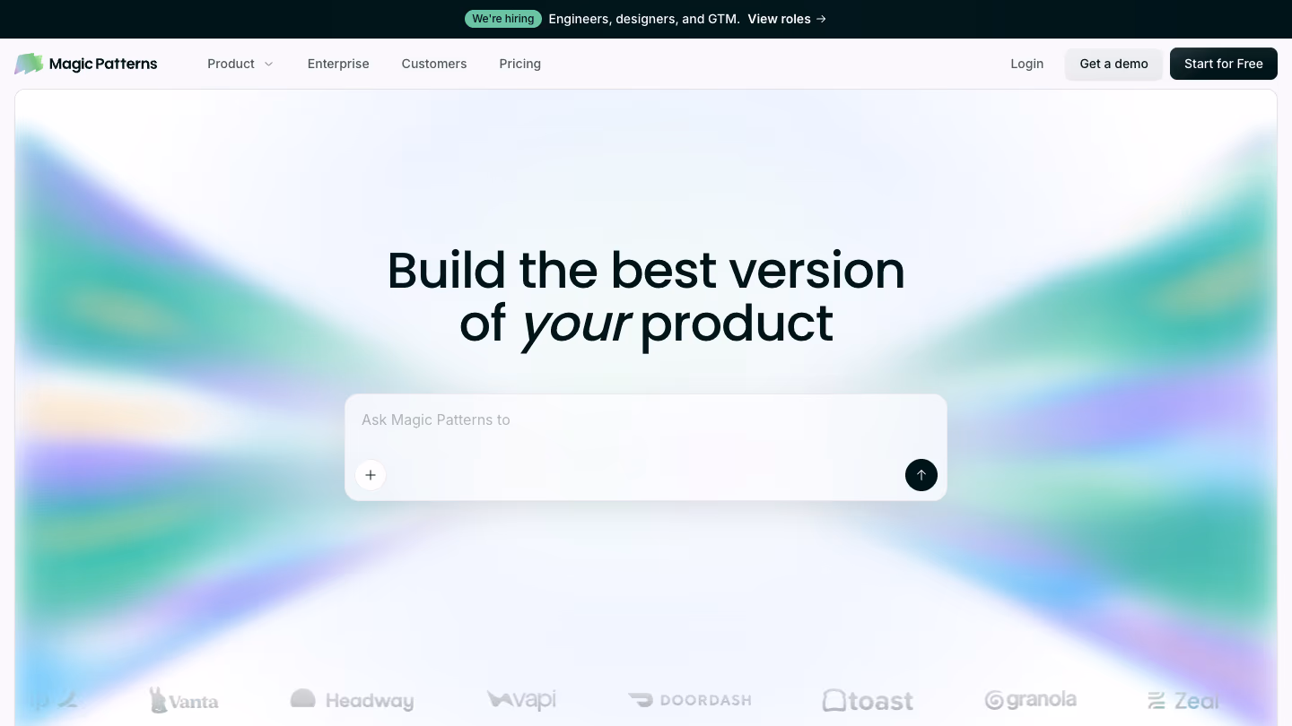 Magic Patterns homepage