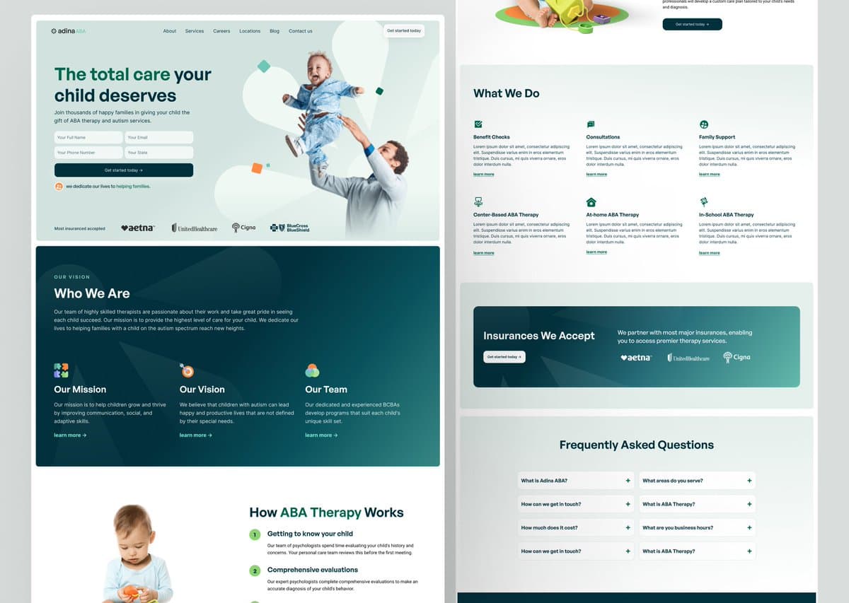 Adina ABA Therapy Landing Page