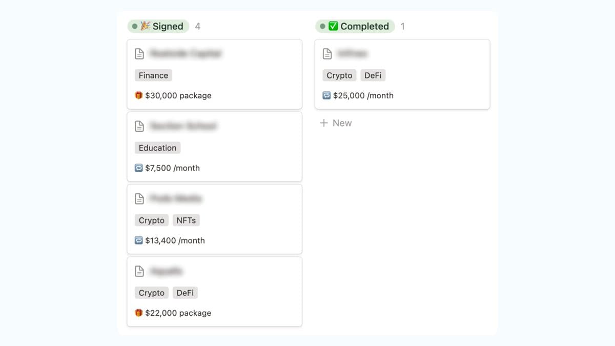 Client Revenue Kanban Board