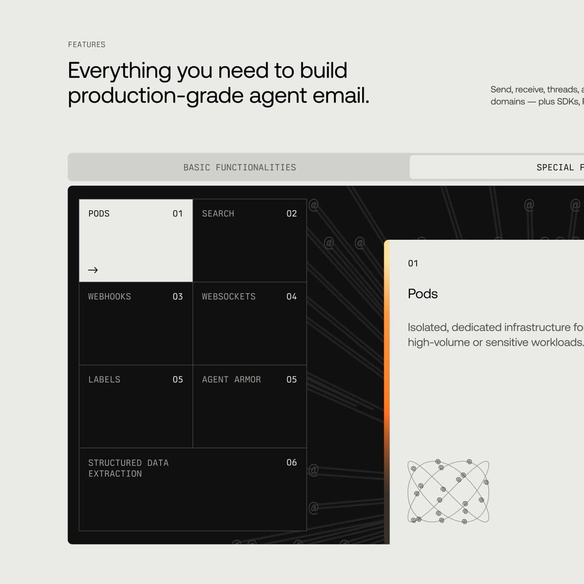 Agent Email Features Grid