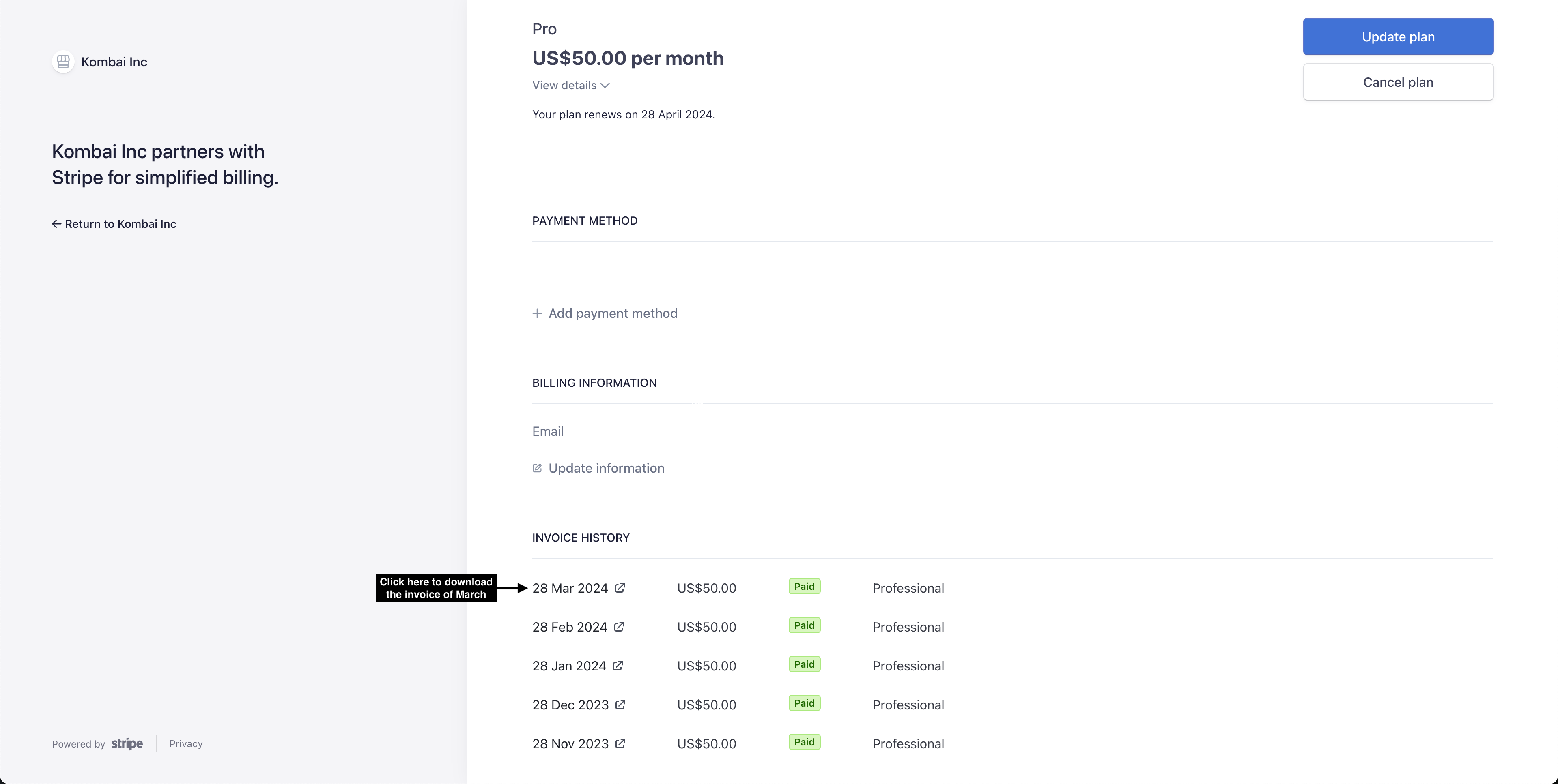 Invoice History